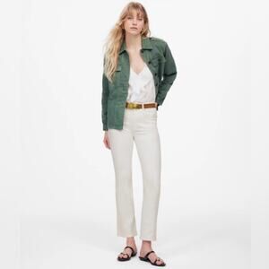 NWT Madewell Mid-Rise Kick Out Crop Jeans in Pure White Size 25‎